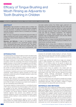 Efficacy of Tongue Brushing and Mouth Rinsing As Adjuvants