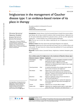 Imiglucerase in the Management of Gaucher Disease Type 1 Open Access to Scientific and Medical Research DOI