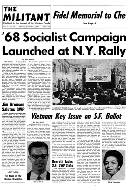 '68 Socialist Ca Mpa1gn Launched at N.Y. Rally
