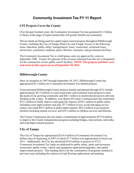 Community Investment Tax FY 11 Report