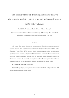 The Causal Effects of Including Standards-Related Documentation Into Patent Prior Art: Evidence from an EPO Policy Change