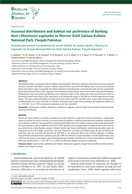 Seasonal Distribution and Habitat Use Preference of Barking Deer (Muntiacus Vaginalis) in Murree-Kotli Sattian-Kahuta National P