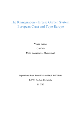 Bresse Graben System, European Crust and Topo Europe