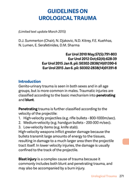 Guidelines on Urological Trauma