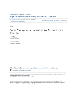 Some Monogenetic Trematodes of Marine Fishes from Fiji H