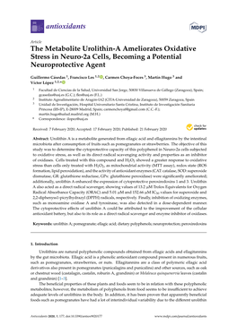 The Metabolite Urolithin-A Ameliorates Oxidative Stress in Neuro-2A Cells, Becoming a Potential Neuroprotective Agent