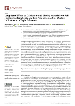 Long-Term Effects of Calcium-Based Liming Materials on Soil Fertility Sustainability and Rye Production As Soil Quality Indicators on a Typic Palexerult