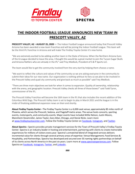 The Indoor Football League Announces New Team in Prescott Valley, Az