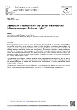 Azerbaijan's Chairmanship of the Council of Europe