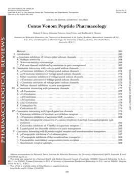 Conus Venom Peptide Pharmacology