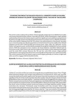 Studying the Impact of Religio-Political Confrontations of Islamic Empires in Kurdistan (From the Beginning Until the End of the Islamic Caliphate)