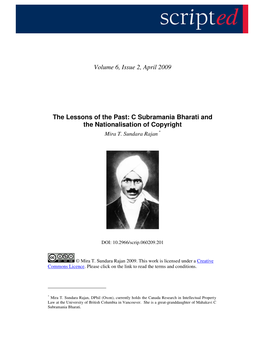 C Subramania Bharati and the Nationalisation of Copyright Mira T