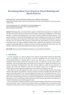 Developing Abuse Cases Based on Threat Modeling and Attack Patterns