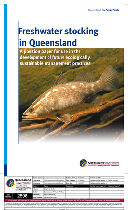 Freshwater Stocking in Queensland a Position Paper for Use in the Development of Future Ecologically Sustainable Management Practices