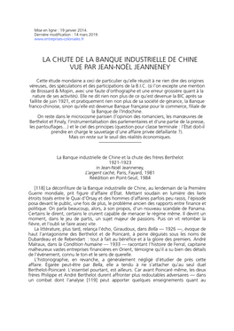 Banque Industrielle De Chine Par J.-N. Jeanneney