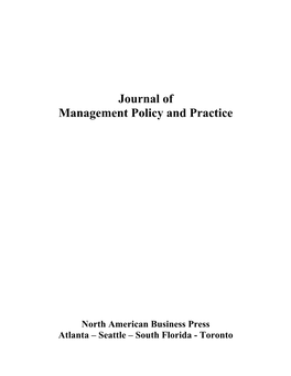 Journal of Management Policy and Practice
