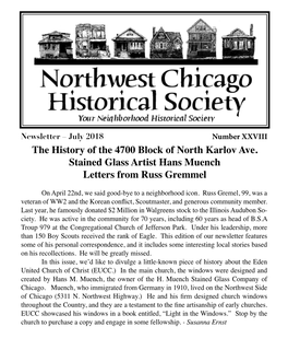 The History of the 4700 Block of North Karlov Ave. Stained Glass Artist Hans Muench Letters from Russ Gremmel