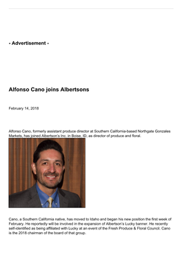 Alfonso Cano Joins Albertsons