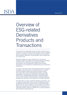 Overview of ESG-Related Derivatives Products and Transactions