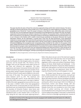 Status of Forest Fire Management in Haryana