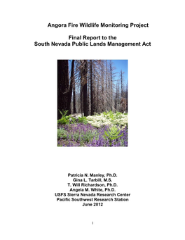 Angora Fire Wildlife Monitoring Report