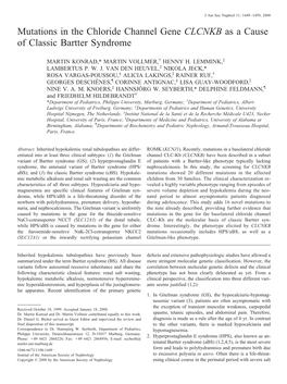 Mutations in the Chloride Channel Gene CLCNKB As a Cause of Classic Bartter Syndrome