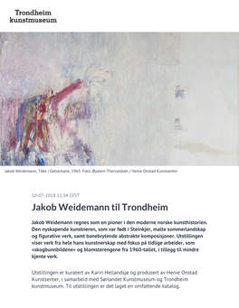 Jakob Weidemann Til Trondheim