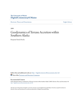 Geodynamics of Terrane Accretion Within Southern Alaska Benjamin Patrick Hooks