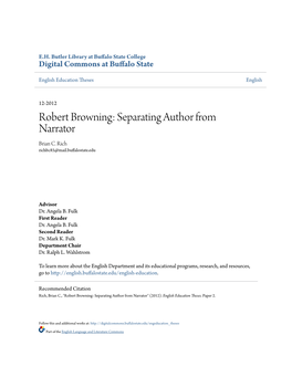 Robert Browning: Separating Author from Narrator Brian C