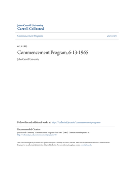 Commencement Program, 6-13-1965 John Carroll University