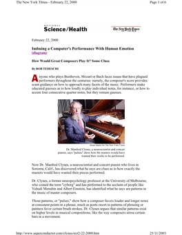 Manfred Clynes, a Neuroscientist and Concert Pianist, Says 