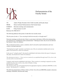 FSM-2015-5: Point of Order on Electronic Meetings (Parliamentarian)