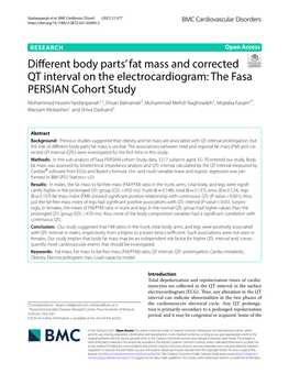 Different Body Parts' Fat Mass and Corrected QT Interval on The