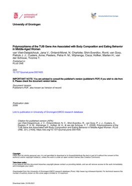 University of Groningen Polymorphisms of the TUB Gene Are