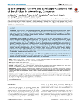 Spatio-Temporal Patterns and Landscape-Associated Risk of Buruli Ulcer in Akonolinga, Cameroon