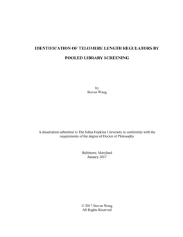 Identification of Telomere Length Regulators By