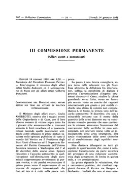 I11 COMMISSIONE PERMANENTE (Affari Esteri E Comunitari)