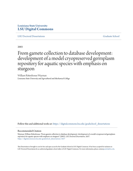 Development of a Model Cryopreserved Germplasm