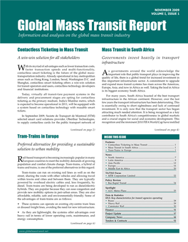 Global Mass Transit Report Information and Analysis on the Global Mass Transit Industry