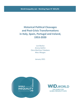 Historical Political Cleavages and Post-Crisis Transformations in Italy, Spain, Portugal and Ireland, 1953-2020