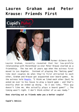 Lauren Graham and Peter Krause: Friends First