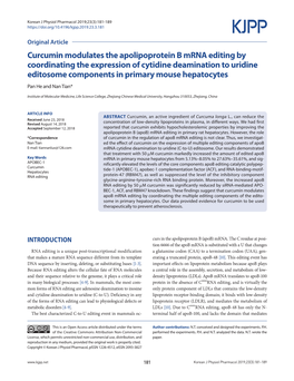 Curcumin Modulates the Apolipoprotein B Mrna Editing By