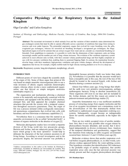 Comparative Physiology of the Respiratory System in the Animal Kingdom