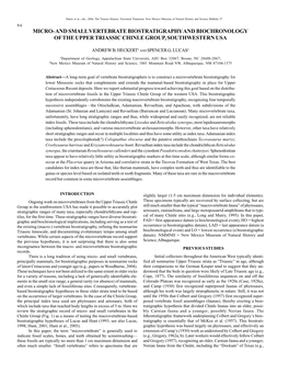 Micro- and Small Vertebrate Biostratigraphy and Biochronology of the Upper Triassic Chinle Group, Southwestern Usa