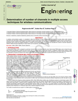 Engineering, Volume 1, Number 1, November 2012 RESEARCH 5 6