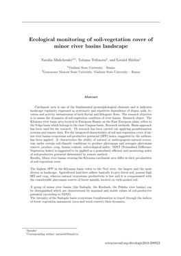 Ecological Monitoring of Soil-Vegetation Cover of Minor River Basins Landscape