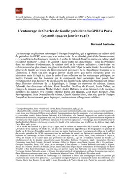 L'entourage De Charles De Gaulle Président Du