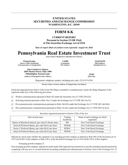 Pennsylvania Real Estate Investment Trust (Exact Name of Registrant As Specified in Its Charter)