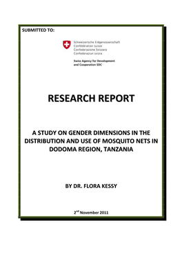 A Study on Gender Dimensions in the Distribution and Use of Mosquito Nets in Dodoma Region, Tanzania