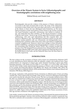 Overview of the Triassic System in Syria: Lithostratigraphic and Biostratigraphic Correlations with Neighboring Areas